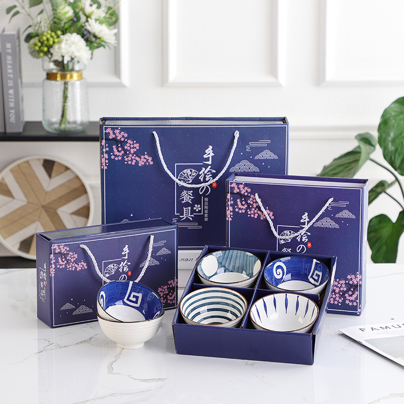 日式和风陶瓷碗筷套装网红礼品餐具礼盒装开业实用中秋赠品定制