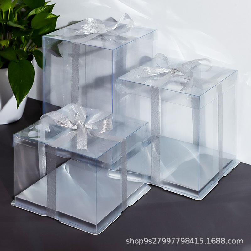 PET手提蛋糕盒现货 透明方形生日蛋糕盒 6寸4寸蛋糕包装盒批发