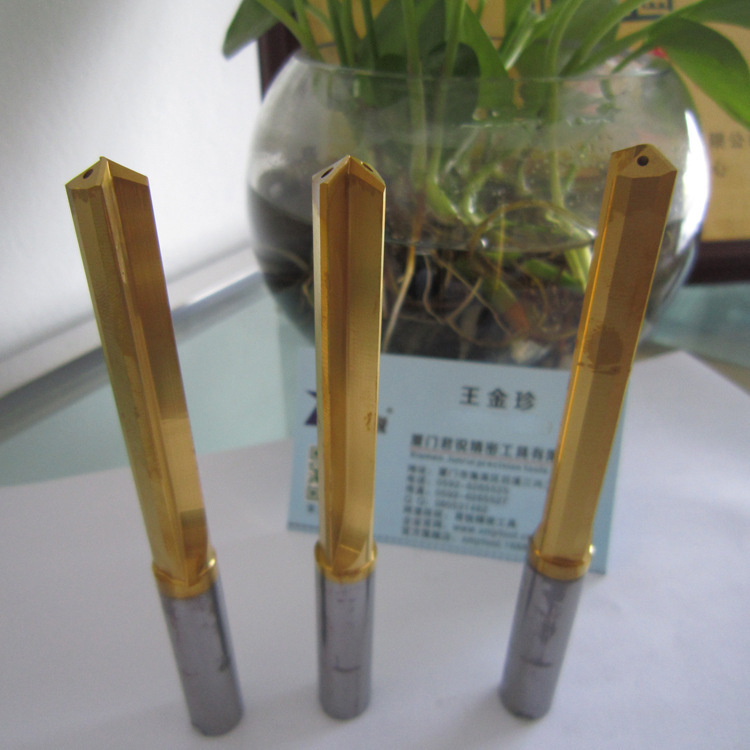 AJR供钨钢内冷钻头 双孔单孔直槽空心出水钻头 金黄色涂层