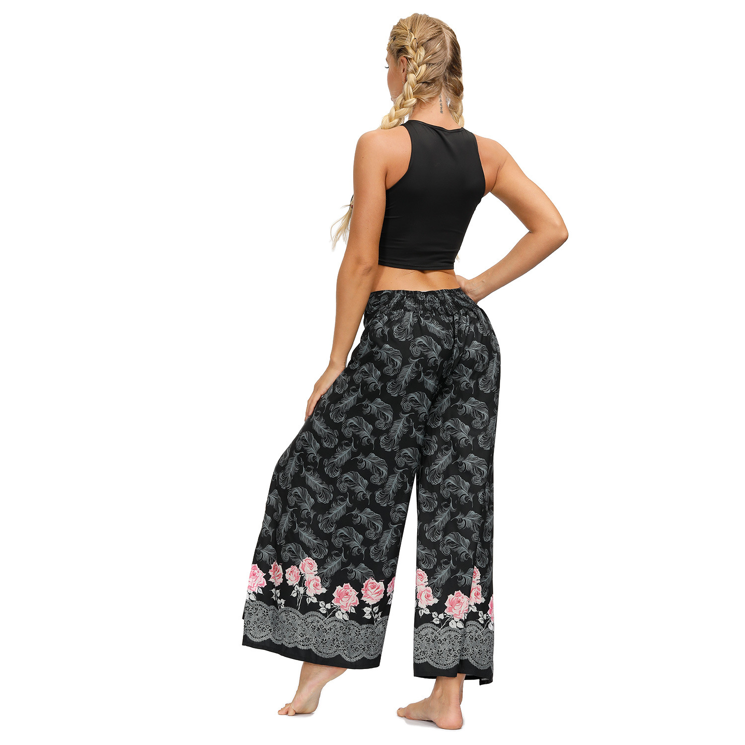 printing women s casual split wide leg pants Nihaostyle Clothing Wholesale NSMDF67651