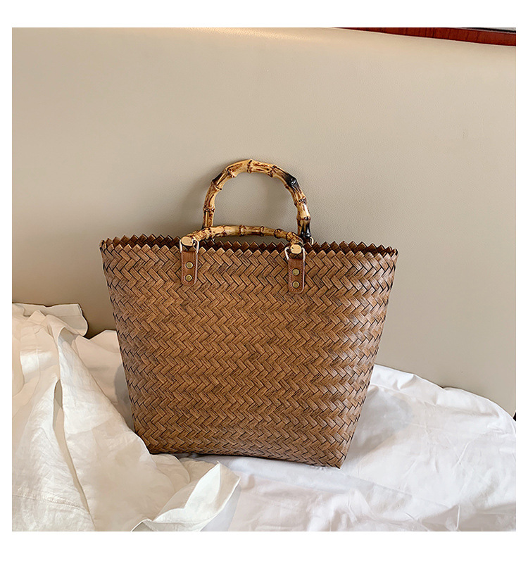 Straw Bag New Retro Large-capacity Vegetable Basket Woven Bag Handbag Square Bag Hand Bag Beach Bag Wholesale Nihaojewelry display picture 16