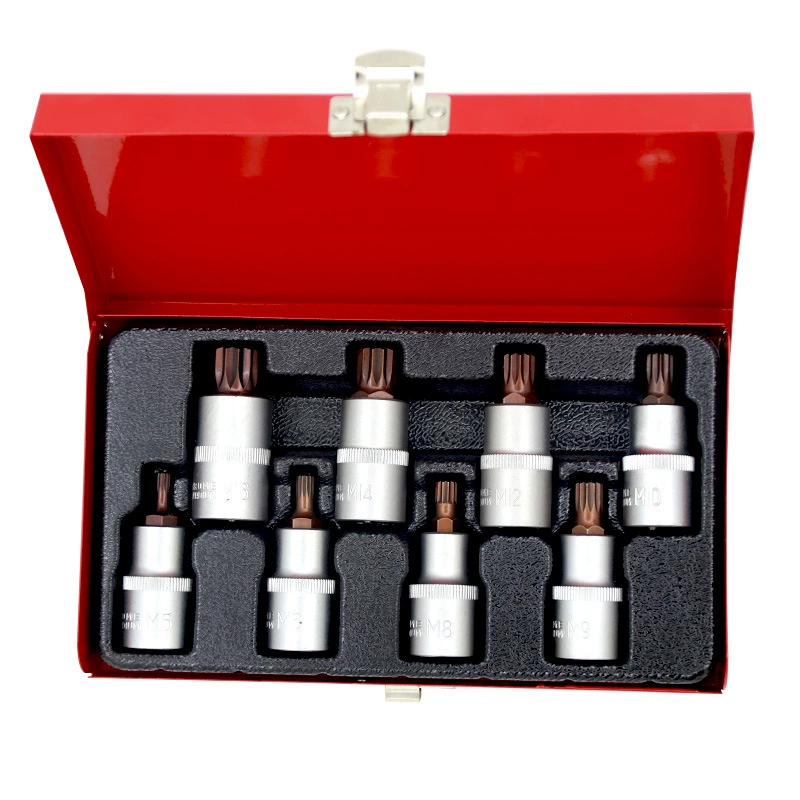 8-компонентная бронзовая втулка для отвертки M-типа в железной коробке с шестигранником, напорная втулка, дозирующая головка цветка сливы