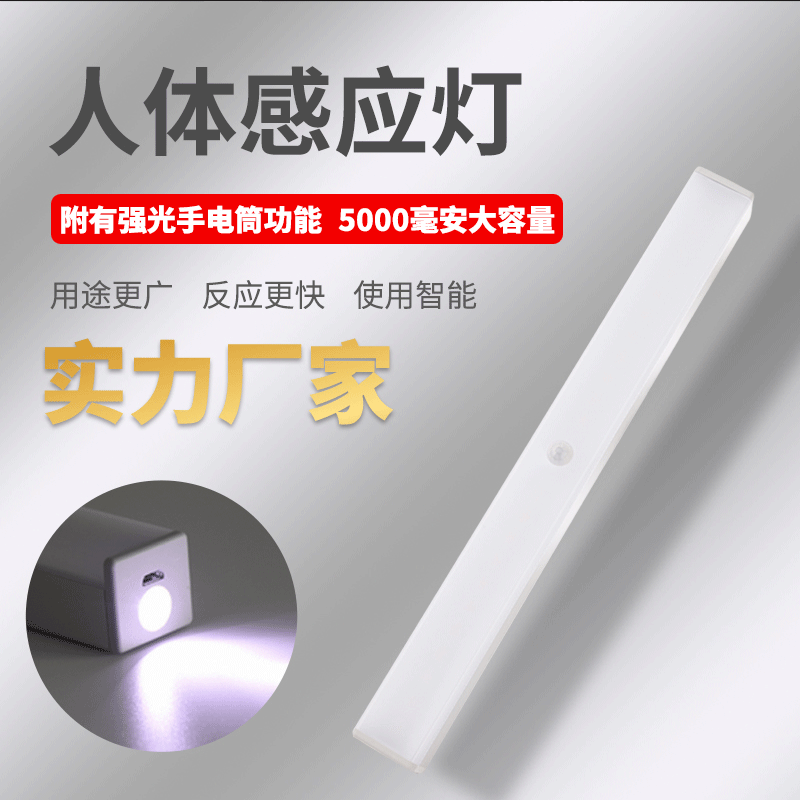手电筒款人体感应灯无线充电小夜灯批发led走廊 卧室橱柜感应灯厂|ru