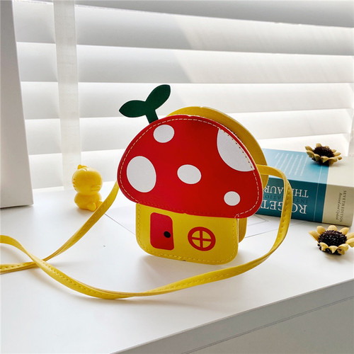 Children's bags wholesale  new cartoon cute small mushroom house crossbody accessories bag candy color zero wallet 