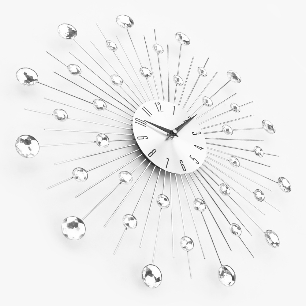 Nórdico mudo hora mano colgante de pared reloj estrellado hogar simple hierro luz lujo creativo sala de estar Reloj de pared grande