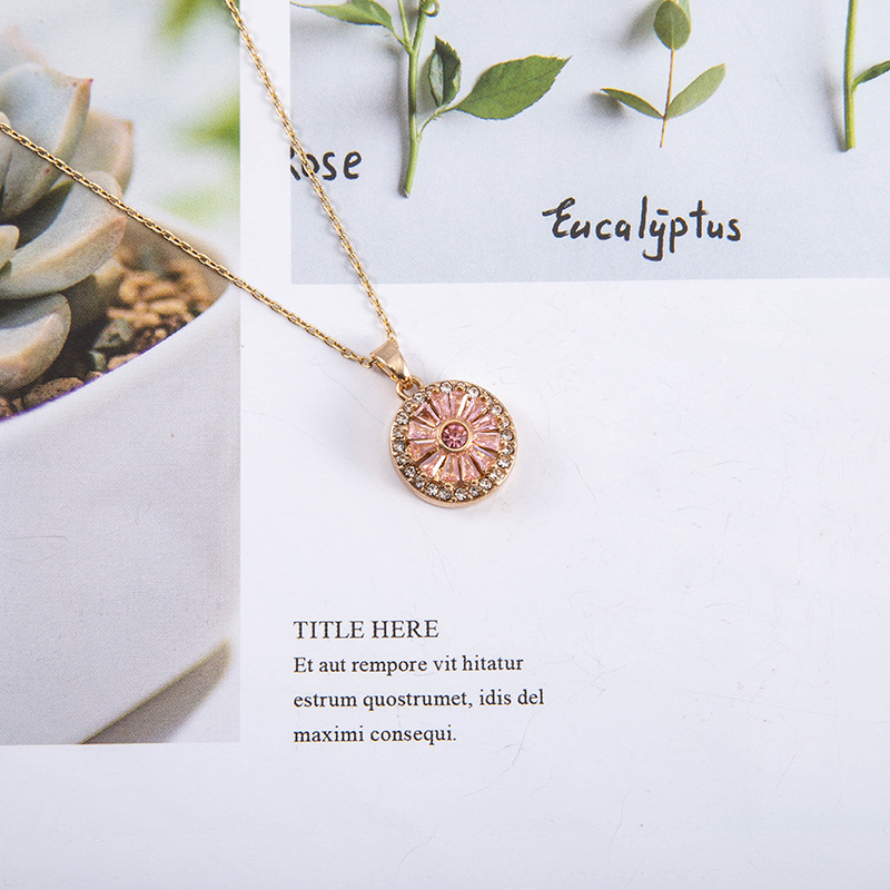 New Fashion Sunflower Zircon Diamond Pendant Women's Necklace display picture 5