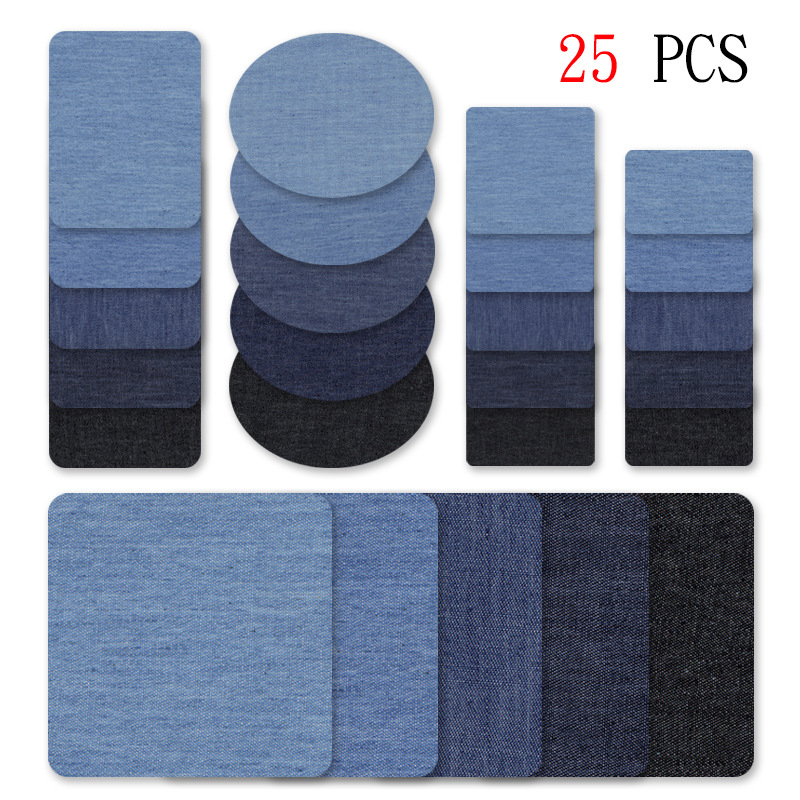 Adhesivo Denim corte bordado pegatinas de tela rectangular oval codo rodilla creativo corte de tela parche pegatinas en stock
