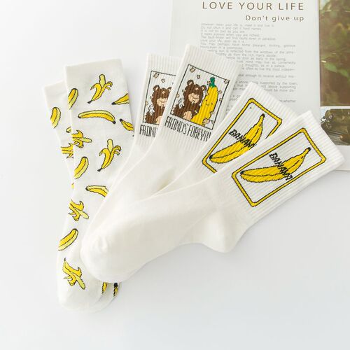 Combed cotton socks women's mid-calf spring and summer ins style cartoon European and American Simpsons versatile Korean version cute mid-calf trendy socks