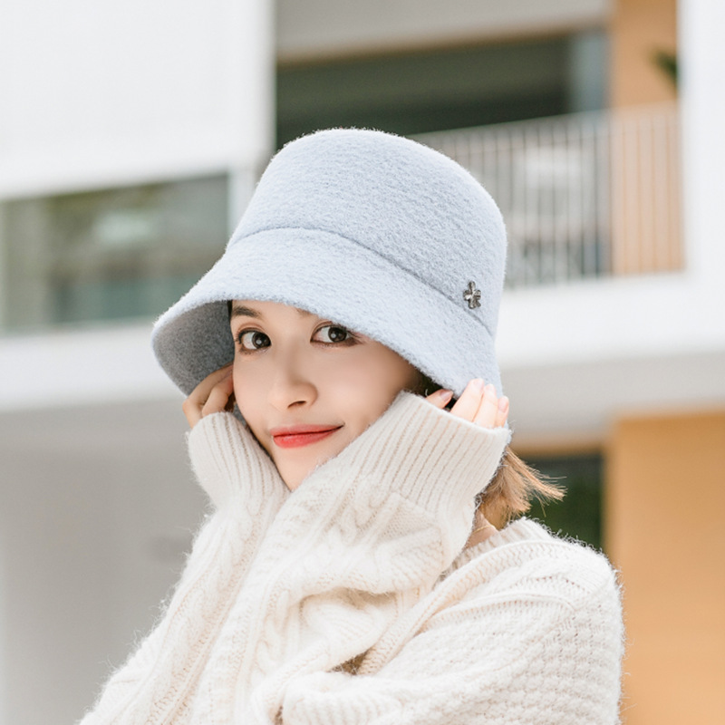 Ull bucket hat för kvinnor höst vinter trendig varm_voghion.com