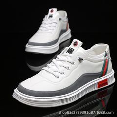 Men's Cross-border Spring New White Sneakers Youth Version Versatile Platform Shoes Breathable Fashion Insole Casual Leather Shoes
