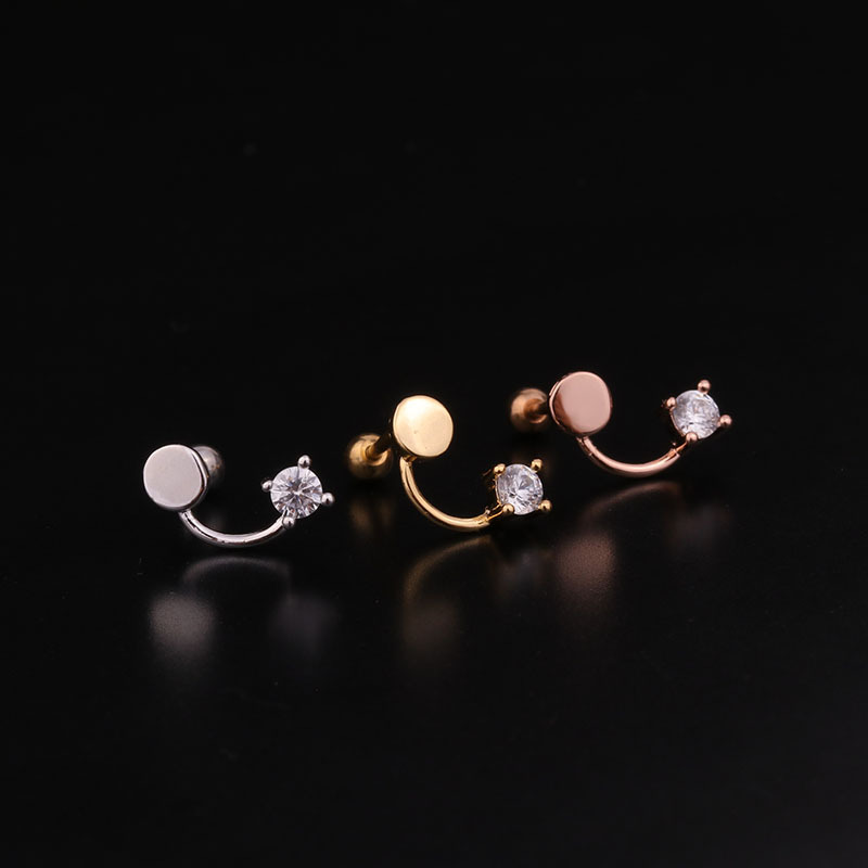 Ear Cartilage Rings & Studs Lady Geometric 316 Stainless Steel  Copper Inlaid Zircon display picture 7
