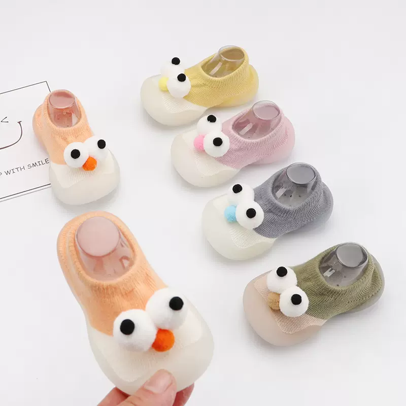 2022秋季新品儿童袜子鞋软底防掉跟宝宝拼色公仔学步鞋透气室内鞋