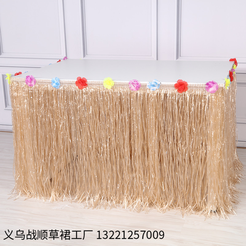 Hawaiian table skirt straw color grass skirt holiday party…