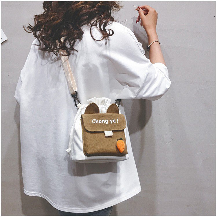 Korean New  Creative Cute Cartoon Funny  Drawstring Bucket Small Shoulder Bag Girl Cute Color Small Bag Wholesale display picture 40