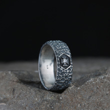 COLIMIDA/925纯银复古锤击纹戒指男个性做旧食指环潮流单身尾戒子