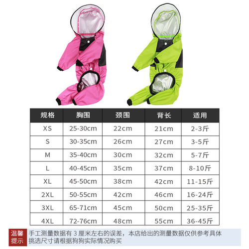 Amazon Pet Clothing Dog All-season Raincoat Four-legged Clothes Transparent PU Waterproof Clothing Manufacturer