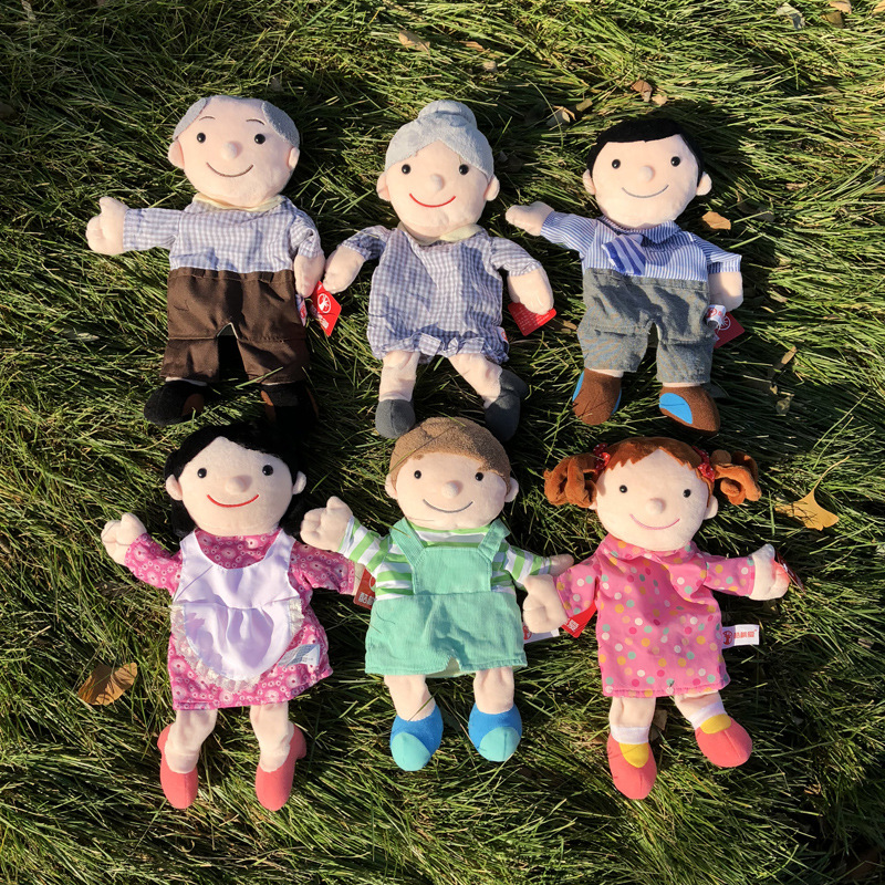 Cute family puppet parent-child interactive belly story telling gloves doll plush toy kindergarten props