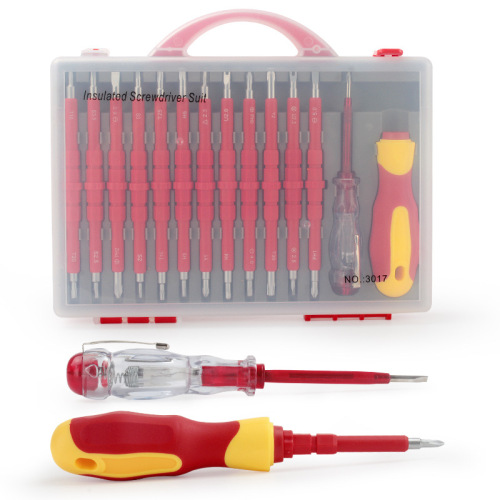 VDE insulated handle electrician screwdriver set household repair tools cross screwdriver combination tool box