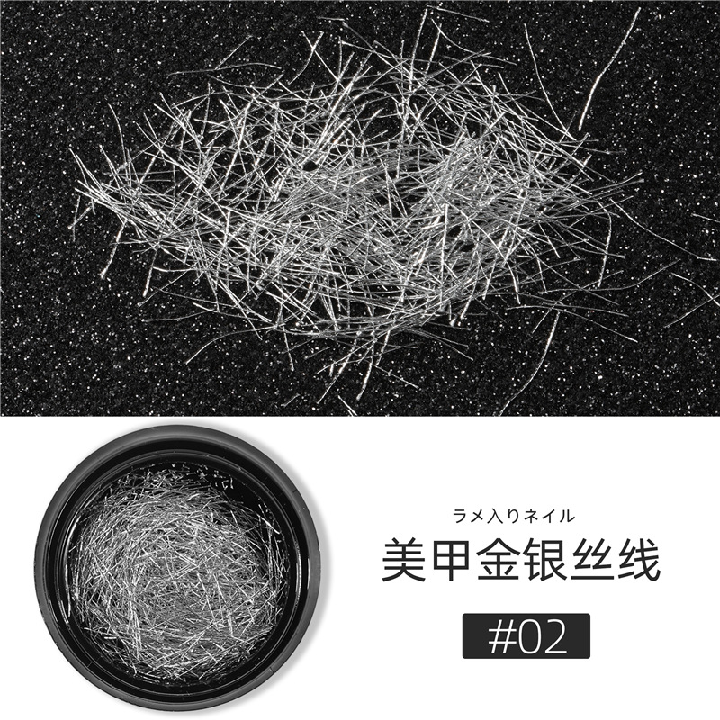 2021 Nueva joyería de uñas japonesa alambre de plata de oro alambre de metal Super Flash decoración de alambre de oro japonés
