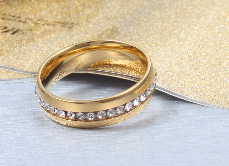 Simple Style Geometric Titanium Steel Rings Inlay Zircon Stainless Steel Rings