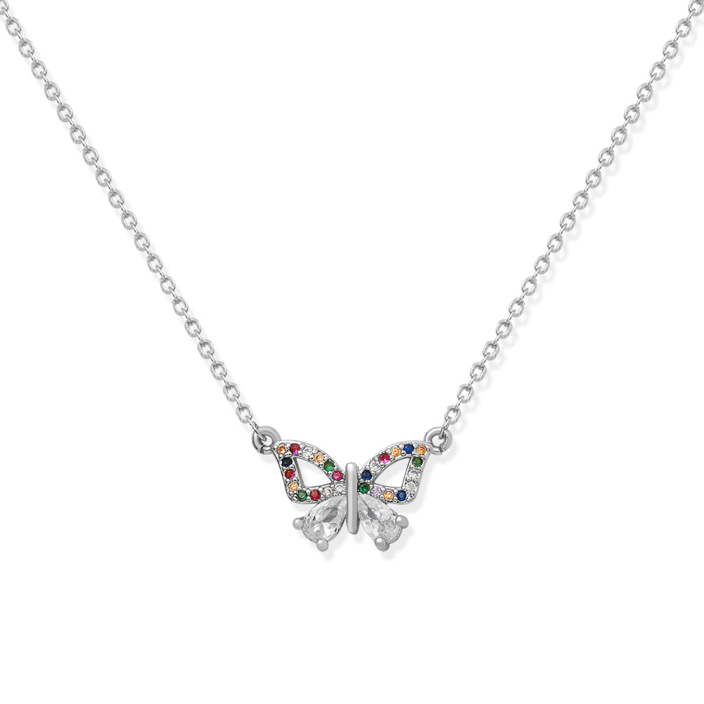 Korean Fashion  Copper Inlaid Zirconium Butterfly Simple Creative Fashion Full Diamond Luxury Copper Necklace Wholesale display picture 22