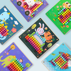 Wooden Children's Toy Creative Mushroom Pin Assembly Board for Early Childhood Education, Brain Development, Desktop Creative Scene Game