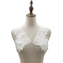 雪纺欧根纱底布刺绣蕾丝肩领 重工雕孔对花 DIY花边辅料 珠片绣花