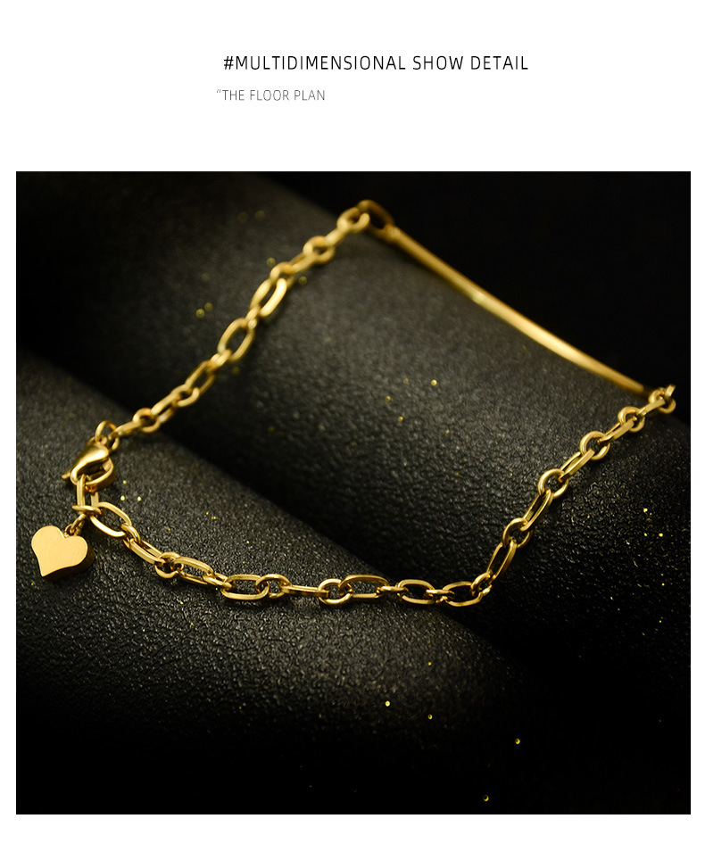 niche new fashion simple heartshaped titanium steel plated 18K bracelet for womenpicture4