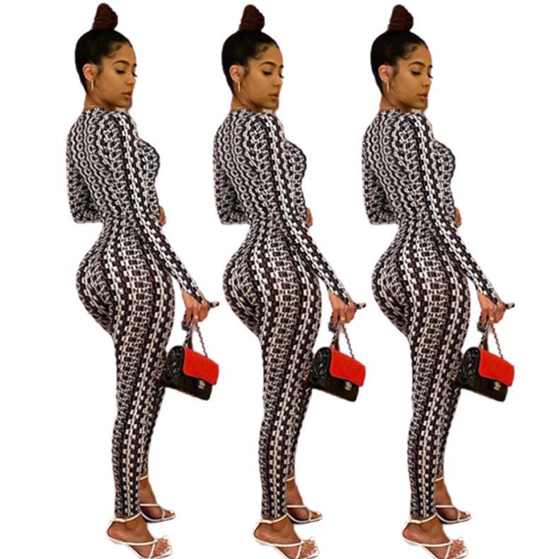 personality letter printing long-sleeved jumpsuit wholesale clothing vendor Nihaostyles NSMFF68234