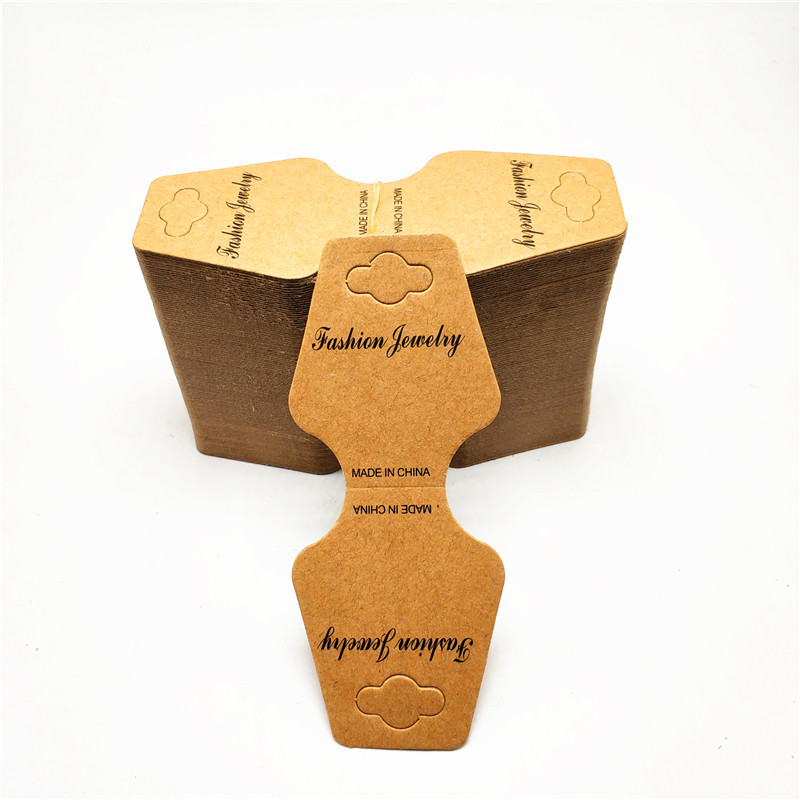 200张一捆 牛皮色发饰品包装卡纸发圈头绳标签卡头纸卡吊卡片批发