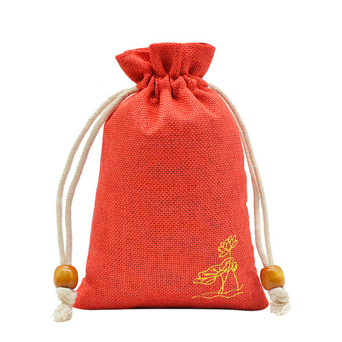 Yiwu manufacturer printed lotus imitation linen bag, Buddhist bead sachet, anti-mosquito bag, herbal powder empty bag wholesale