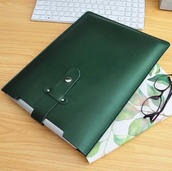 Korean Style Fashionable Leather Tablet Bag Laptop Protective Cover Vertical Snap-On Computer Storage Bag