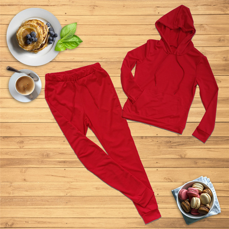 Damesmode sport trainingspak met capuchon, tweedelig pak_voghion.com
