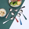 Explosion models 304 stainless steel net red spoon small round spoon hotel round tea spoon grinding handle spoon home mesh