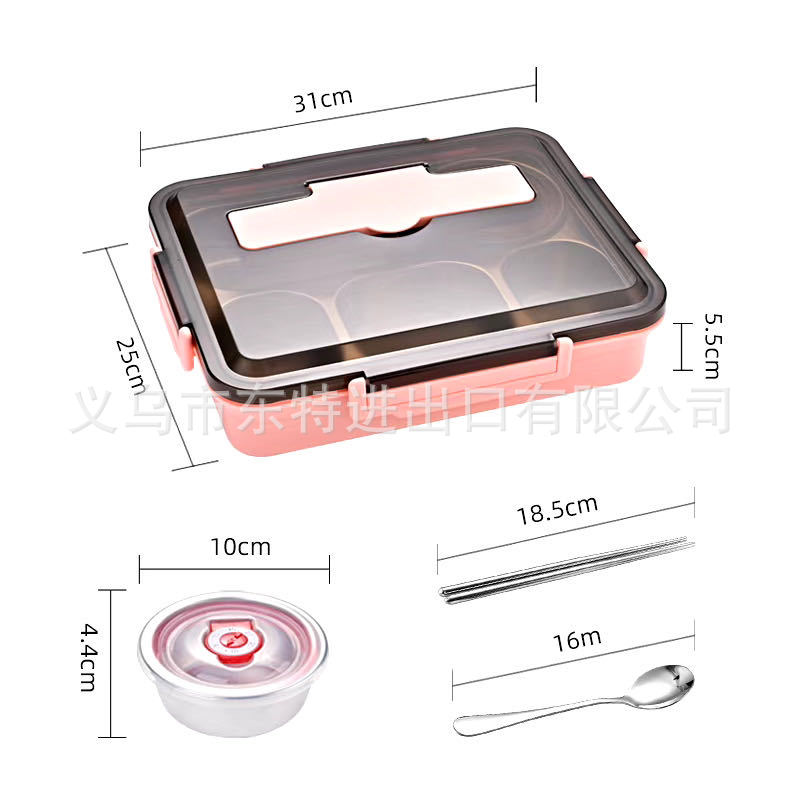 Factory direct sales stainless steel lunch box, double-layer 304 student lunch box, compartmentalized snap-on lunch box, with tableware available detail image 14