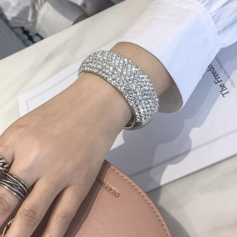 alloy wide-sided zircon bracelet