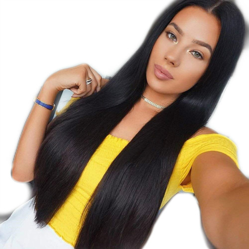 African cross-border wig for women with long straight hair, middle parting, African synthetic fiber headgear for women, straight wave manufacturer wholesale