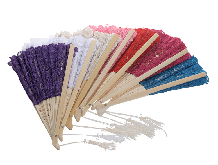 Creative new lace fans, white cotton fabric hollowed-out folding fans, performance fans, decorative fans, wedding supplies wholesale detail image 9