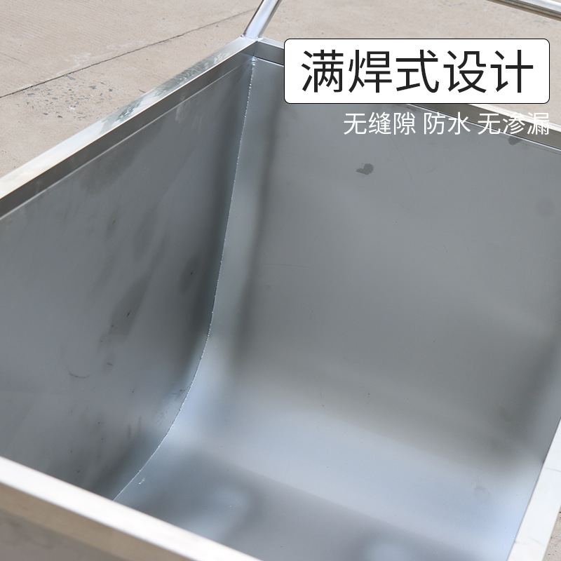 Granja de cerdos engrosada de acero inoxidable soldadura completa mano empuje camión de alimentación dos alimentación opcional alimentación camión transporte equipo de cría