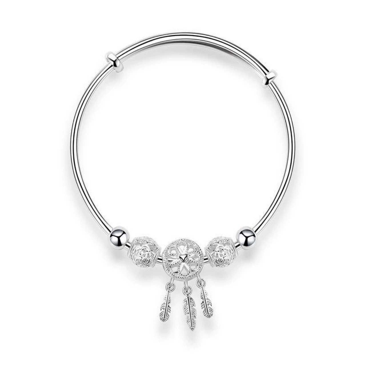 Bracelet copper silver, children's charm bangle, polished finish — 23 g