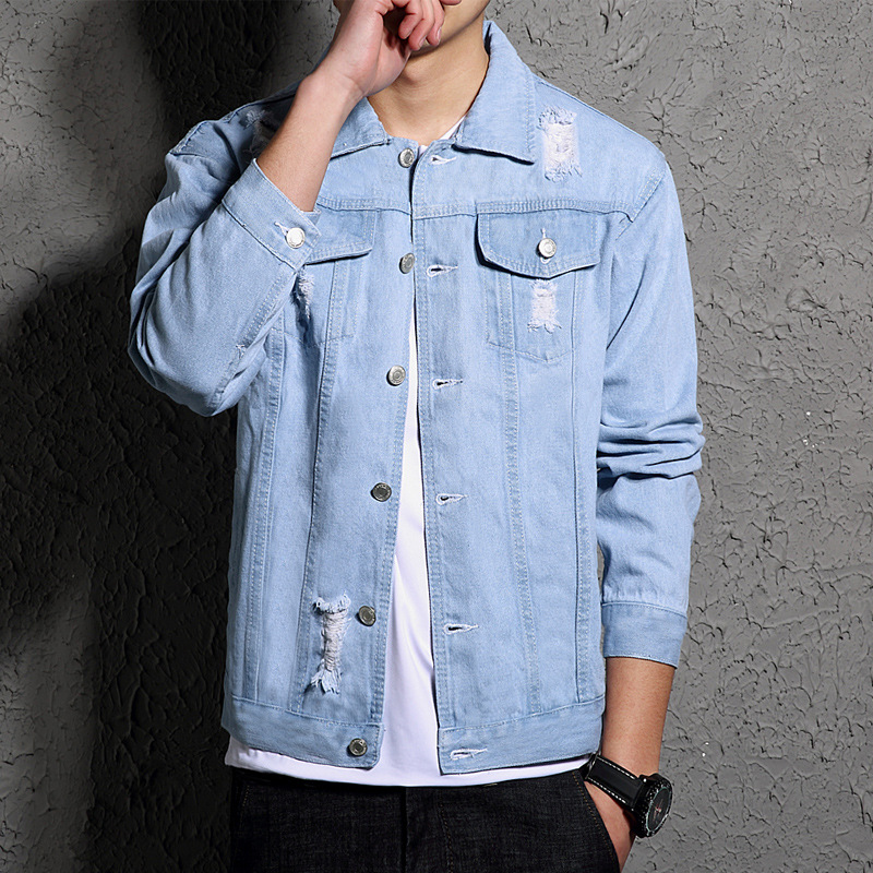 Fall men's denim jacket men's color matc...