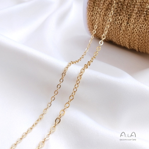 Color-preserving 14K gold-plated chain, real gold-plated fine chain, tassel O-shaped chain, extension necklace, bracelet material, diy accessories