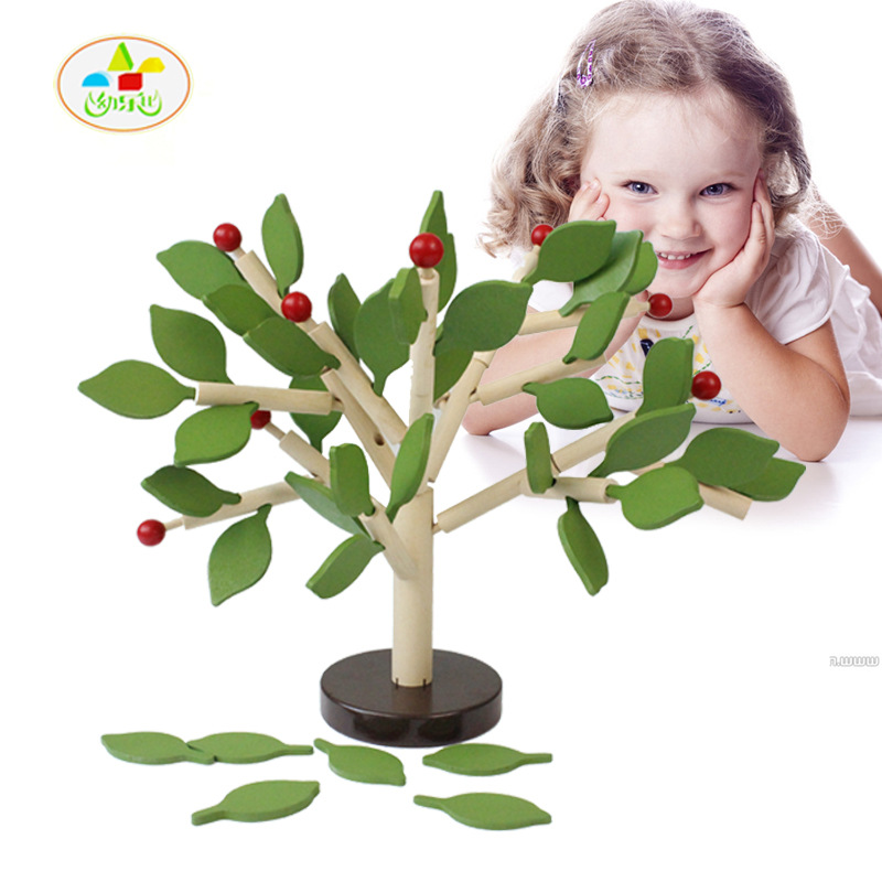 Educación temprana de los niños mosaico madera hojas niños y niñas DIY combinación desmontaje rompecabezas juguetes educativos
