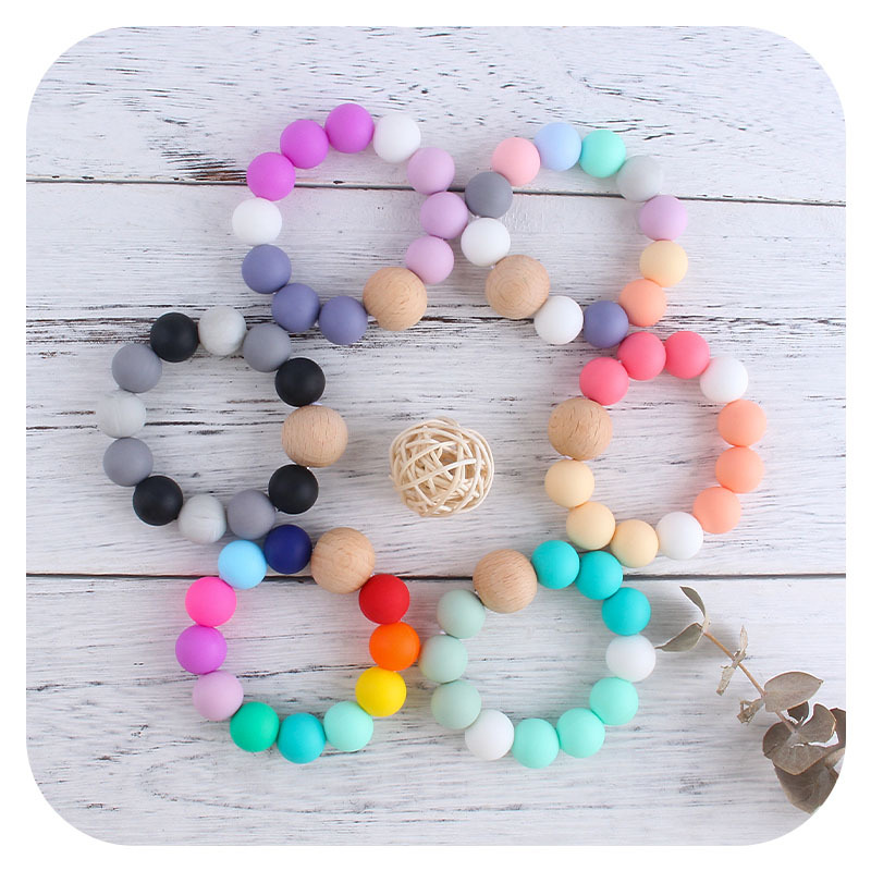 Nueva DIY creativo Beech cuentas de silicona pulsera juguete teether Seguridad Protección del Medio Ambiente cuentas de silicona pulsera teether stick
