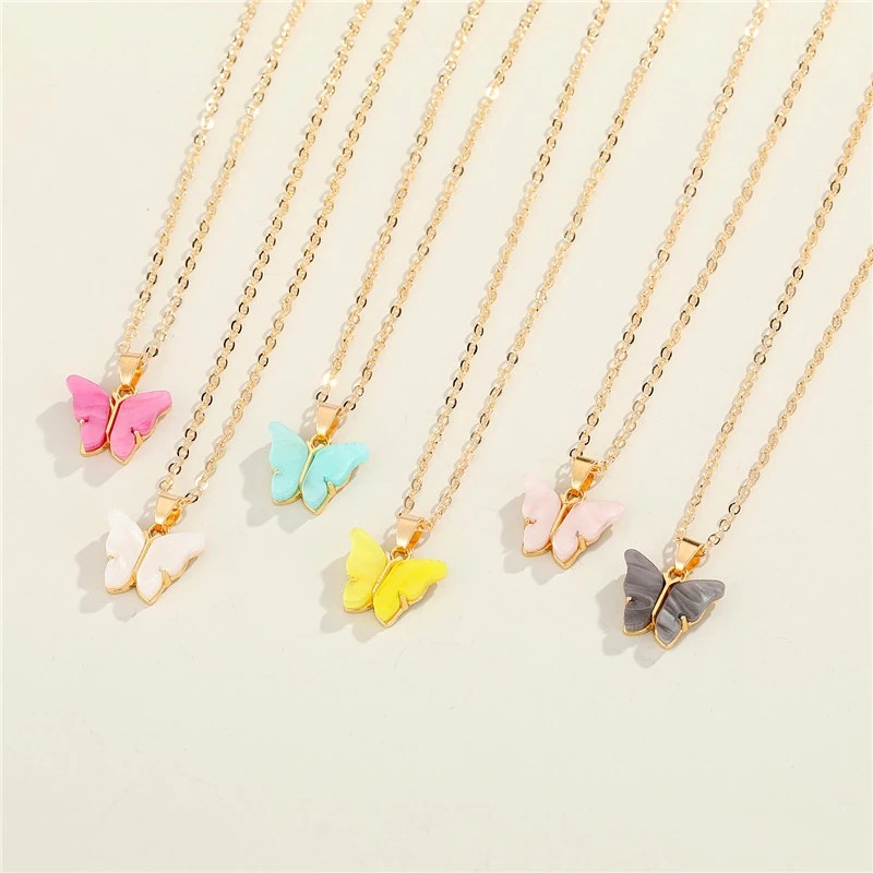 fashion butterfly resin necklace