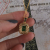 Golden fashionable elite tourmaline pendant emerald, necklace, European style, with gem, wholesale
