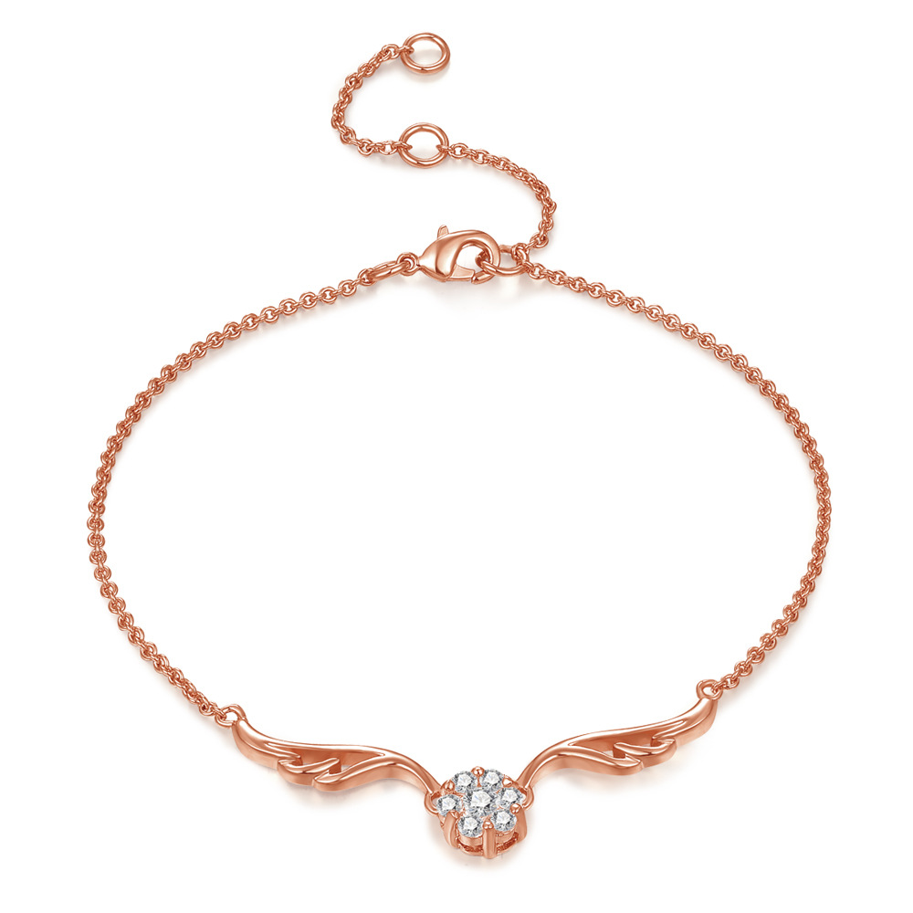 Fashion Heart Shape Bow Knot Copper Plating Zircon Bracelets 1 Piece