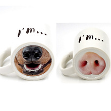 搞怪猪鼻子杯狗鼻陶瓷杯子搞笑动物水杯生日学生礼品杯子外贸