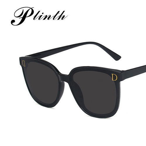 Personalized Internet celebrity trendy one-piece frameless ultra-black sunglasses for women with large frames for round faces, street style sunglasses, square frame glasses