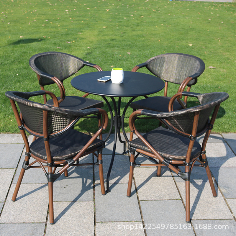 outdoors furniture modern Wicker chair Tessforest leisure time courtyard Tables and chairs Tea shop Leisure chair aluminium alloy Rattan Tables and chairs